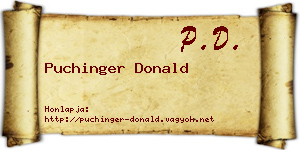 Puchinger Donald névjegykártya